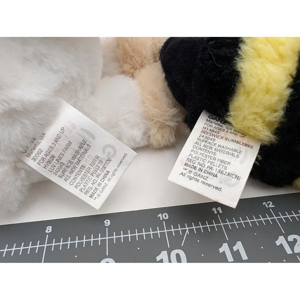 Ganz Plush Stuffed‎ Animal Lot Lamb Bee White Yellow Wool Ewe Be Mine Heart